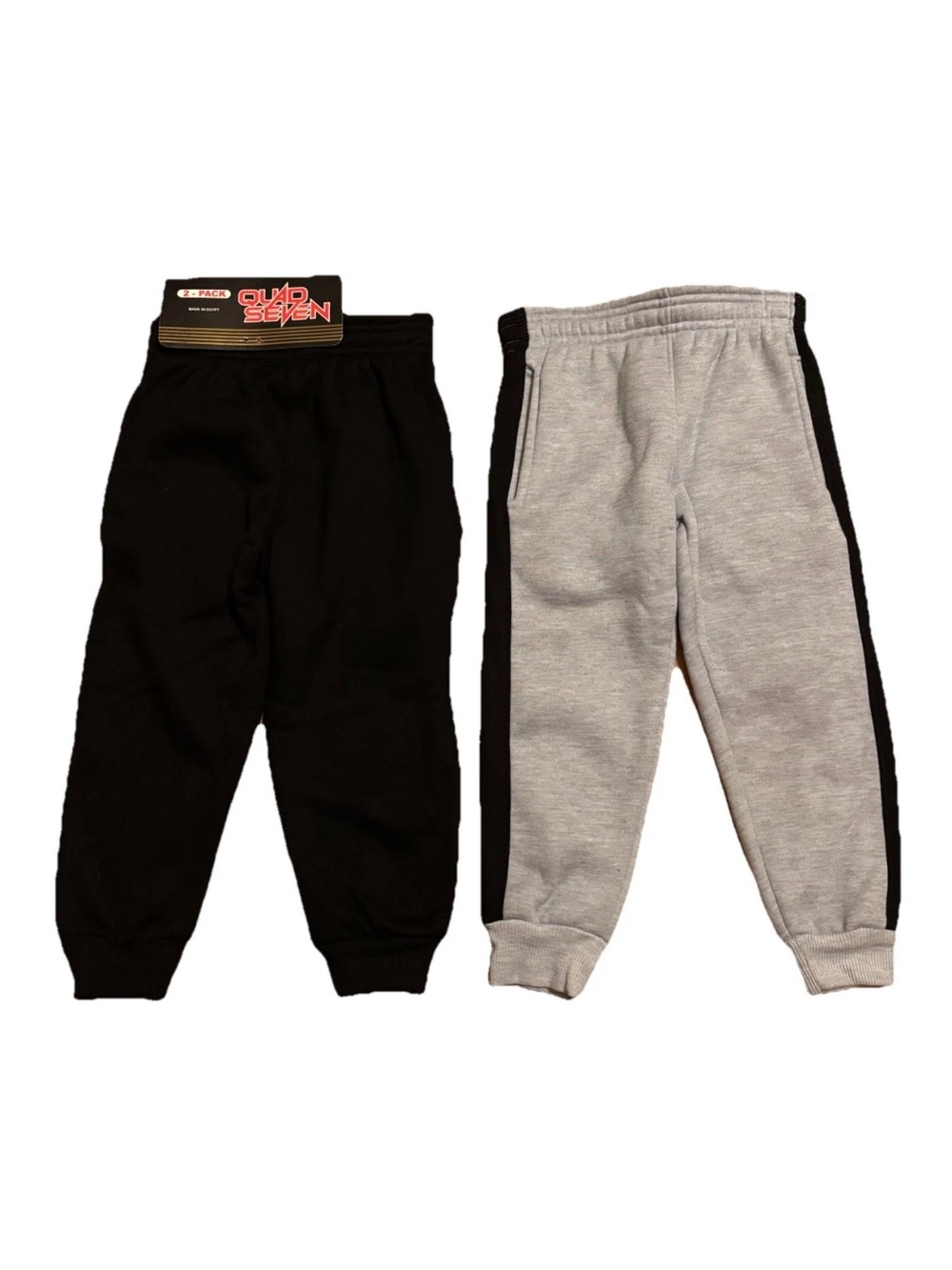 Quad Seven Little Boys 2-Pack Jogger Sweatpants -  Black/Gray 2T